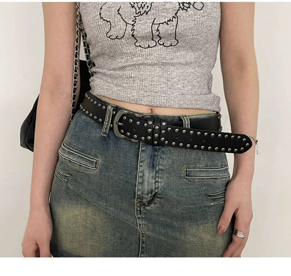 Mode Niet Gürtel Heavy Metal Gürtel Männer Frauen Punk Rock Stil Designer Gürtel Jeans Gürtel Y2K Gürtel Mode Dekoration frauen gürtel – Detail 1