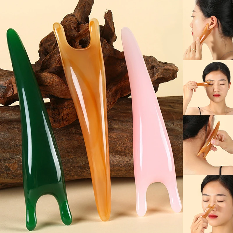 Multifunctional Resin Face Lifting Scraping Massage Nose Lifting Massage Y-shape Guasha Massage Reduce Puffiness Meridians Tool