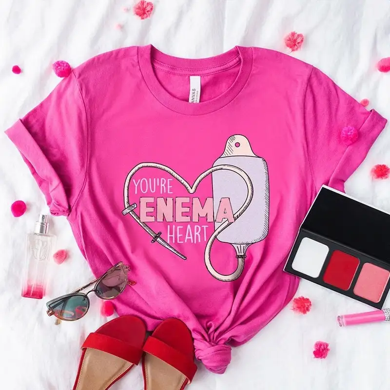 Valentine'S Day T Shirt For Nurse Enema Heart Med Surg Icu Er Ed Rn Vday Valentine Medical Humor Nursing Student