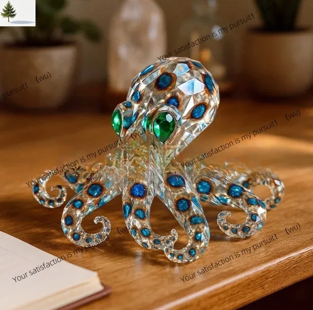 Crystal sea creature figurine octopus resin statue ornament