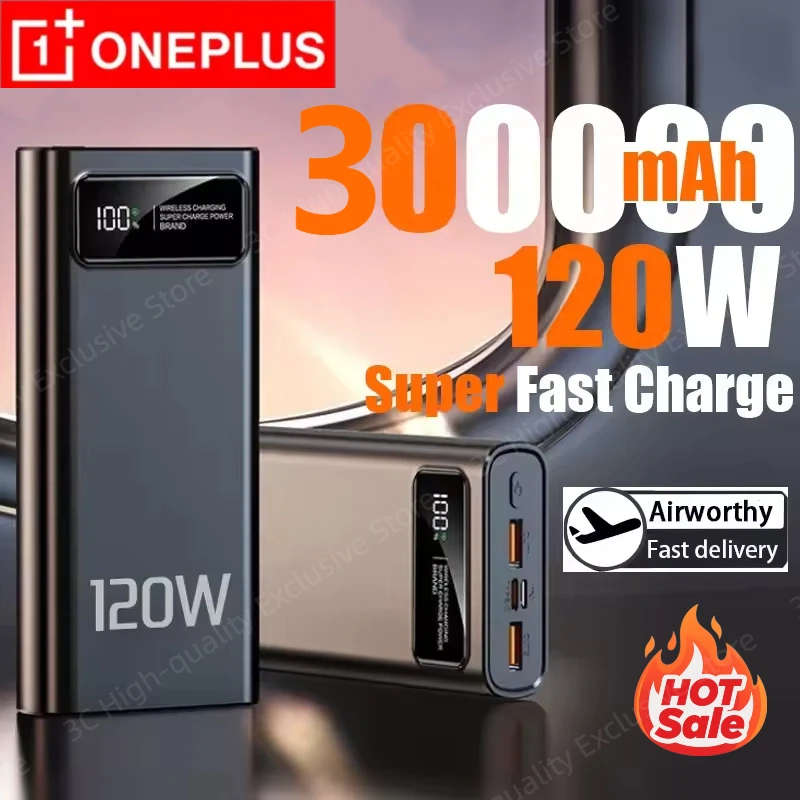 Oneplus Power Bank Super Fast Charging Portable Power Bank 120w Super Fast Charging Large Capacity 300000mAh Backup Power Supply