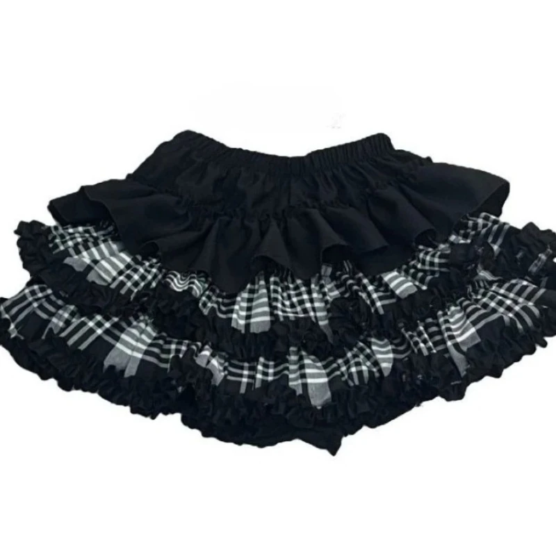 Deeptown Harajuku Gothic Mini Rok Vrouwen Vintage Grunge Y2k Zwarte Ruffle Rokken Punk 2000s Hoge Taille Korte Rokken Esthetische