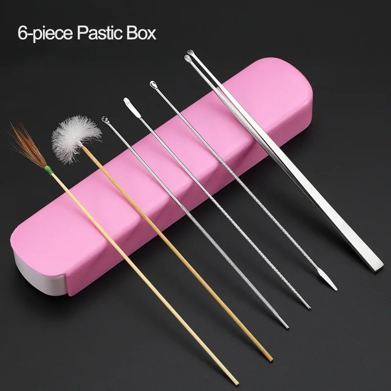 20pc Ear Pick Set Ear Canal Cleaning Massager Goose Feather Stick Earpick Stainless Steel Ear Wax Pickers Wax Remover Cleaner