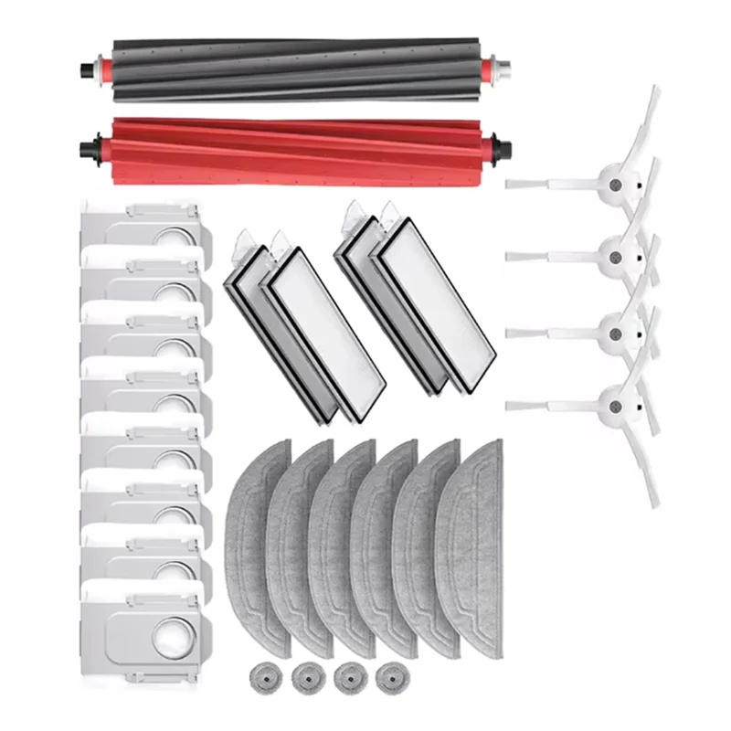 

ABBZ-For Roborock S8 Maxv Ultra 28PCS Replacement Brush Dust Bag Mop Cloth Filter Set For Vacuum Cleaner