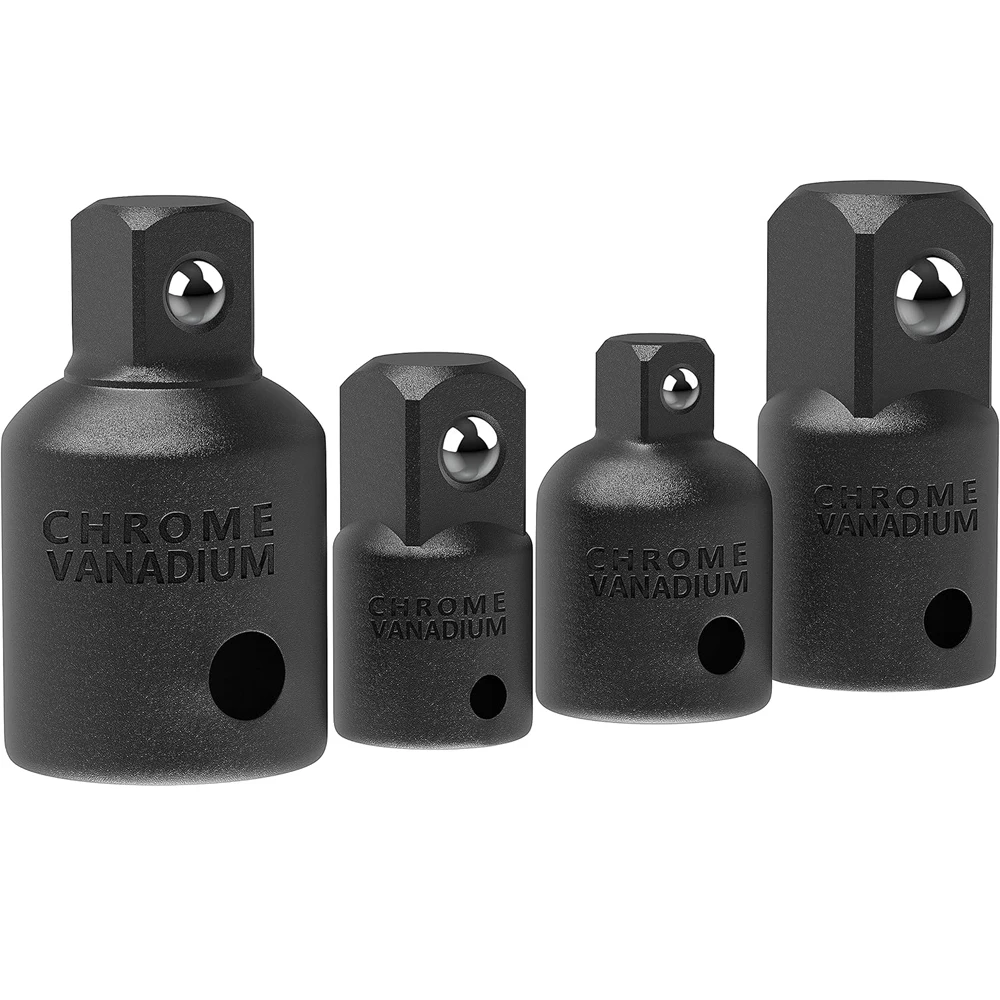 4PCS Impact Socket Adapter Reducer Set Auto And Impact Driver Construction Work Wrenches Drills Compatible 1/2 3/8 1/4 Inch