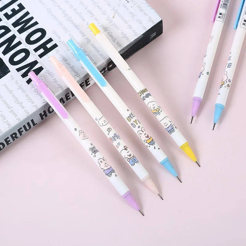 60pcs/lot Kawaii Rabbit Dog Mechanical Pencil Cute 0.5/0.7MM Drawing Writing Automatic Pen School Office Supplies