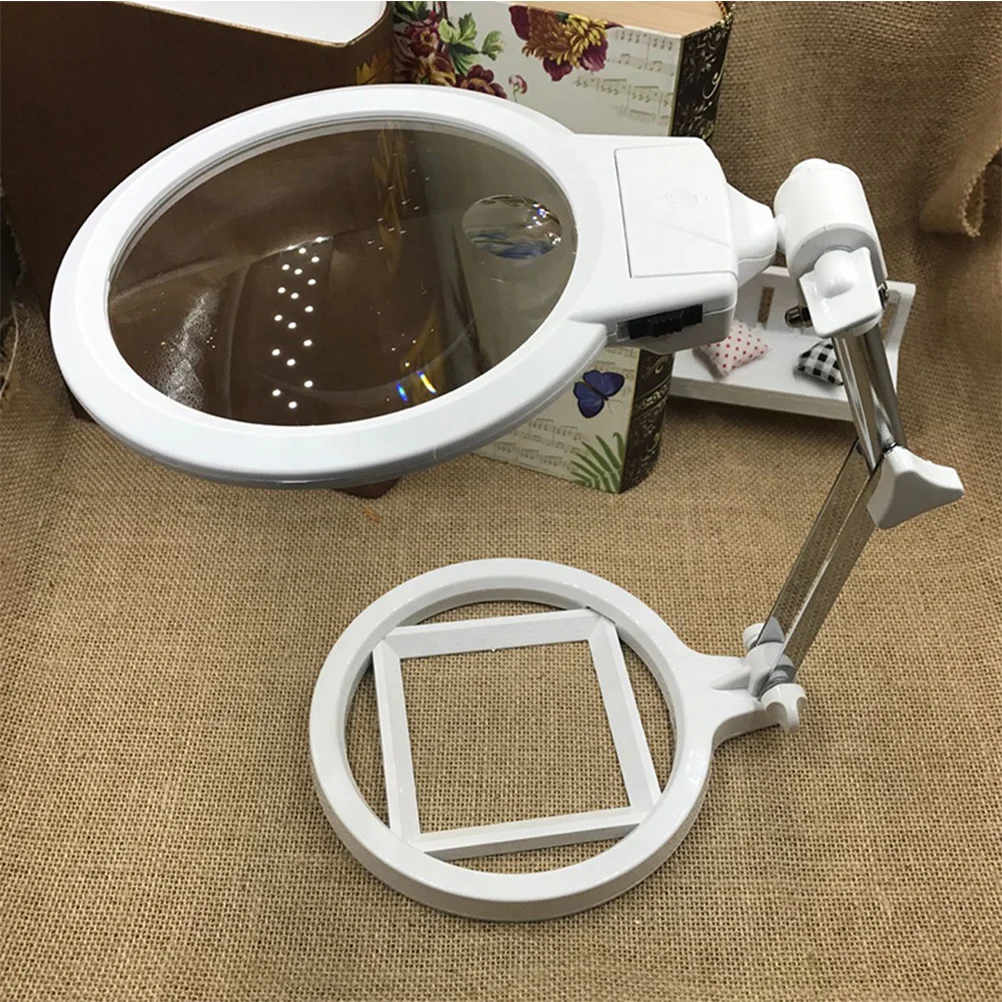 

Large Lens Magnifying Glass 2.5X 130Mm Foldable Led Desktop Magnifier With 5X 25Mm Inner Lens For Reading Crafts Jewelry