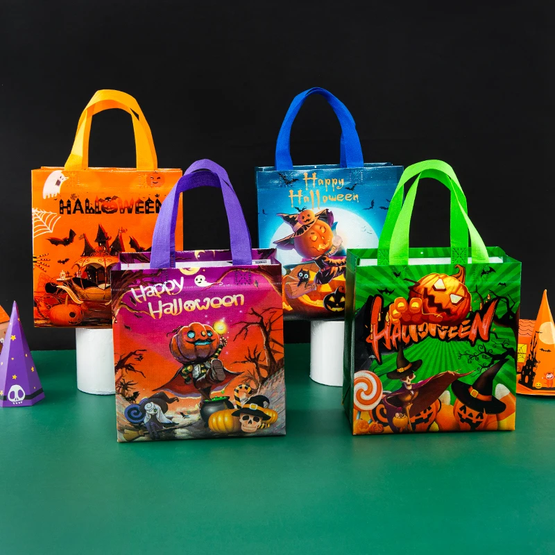 

Happy Halloween,Big Scary Pumpkin,Kids,Party Supplies,Candy,Goodie,Non Woven Reusable Gift Bags,12/30pcs