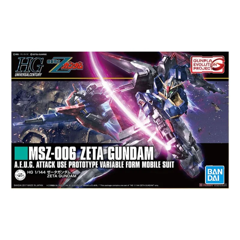 Bandai Gundam Model Kit Anime Figure HGUC 1/144 MSZ-006 ZETA Gundam Genuine Gunpla Model Anime Action Figure giocattoli per bambini