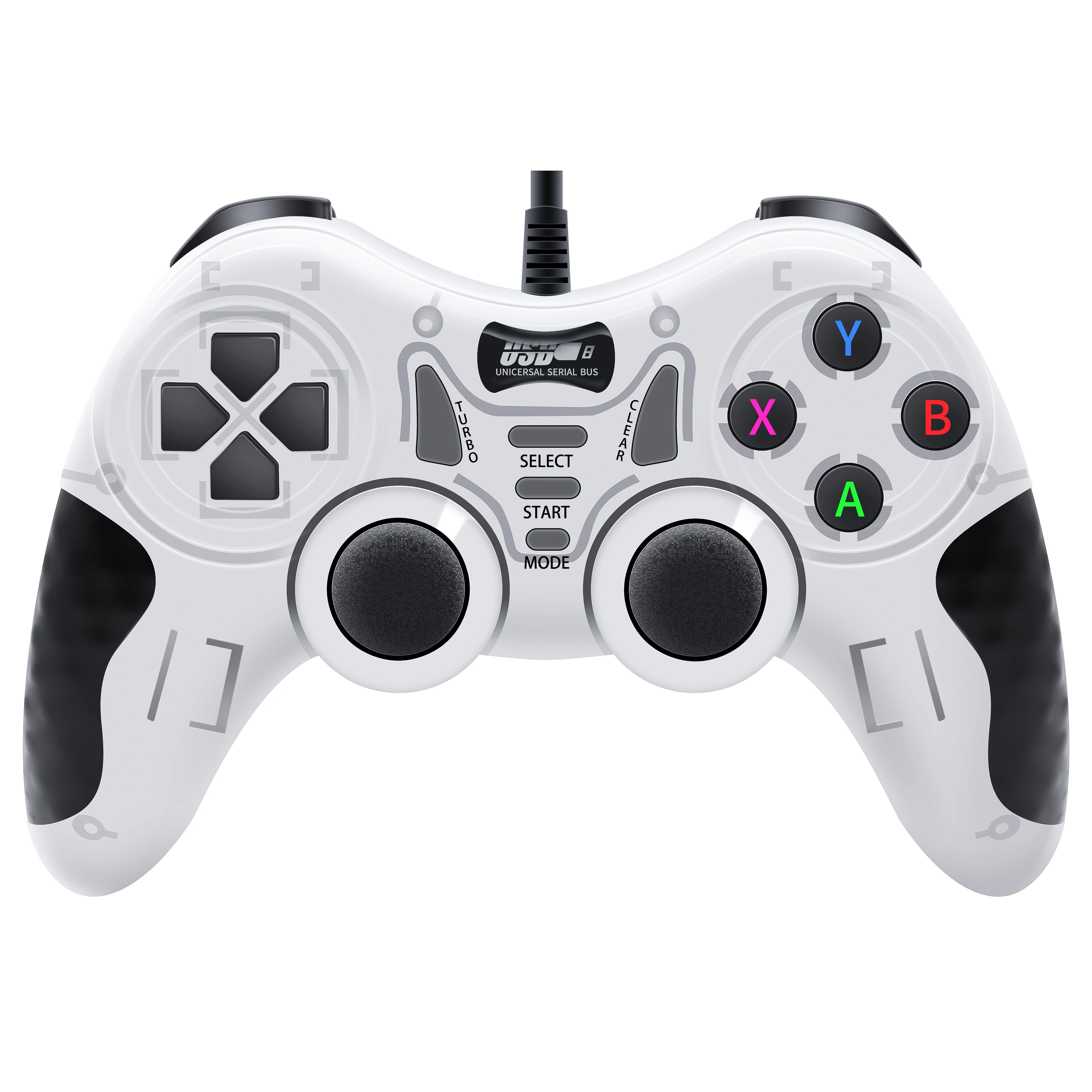 Gamepad BLACK White Wired Handle for Gaming TV / Computer PC  Joystick PS3 Controller with Vibration Effect