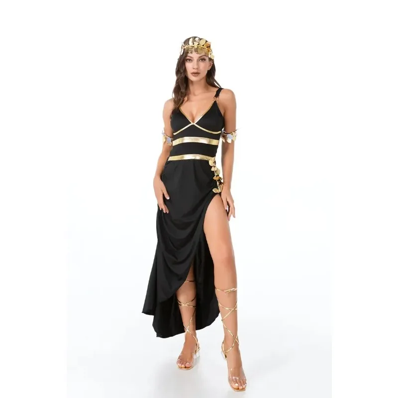 Women's Medieval Greek Goddess Athena Costume Arab Queen Cleopatra Outfit Cosplay Halloween Party Fancy Dress - view 5