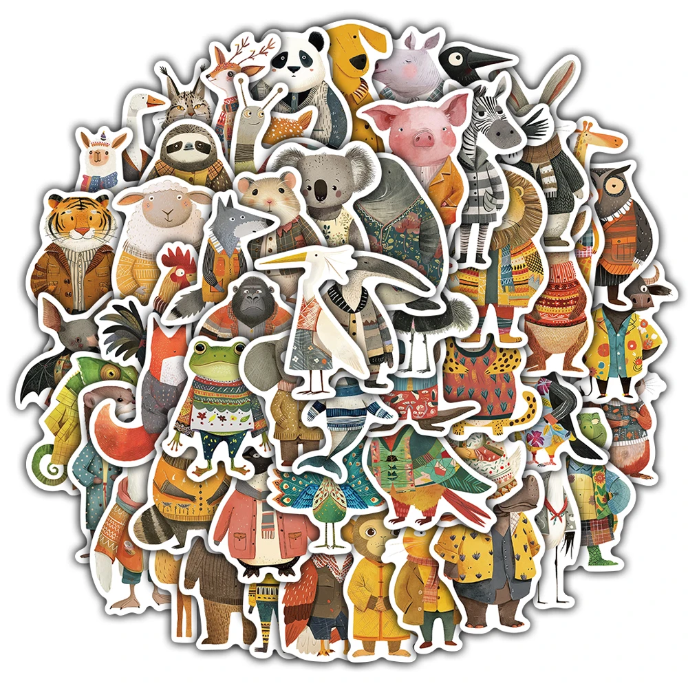 50/100PCS Clothing Animals Sticker Nostalgia Motorcycle Waterproof Guitar Phone Bicycle Phone Luggage Modern Skateboard Stickers