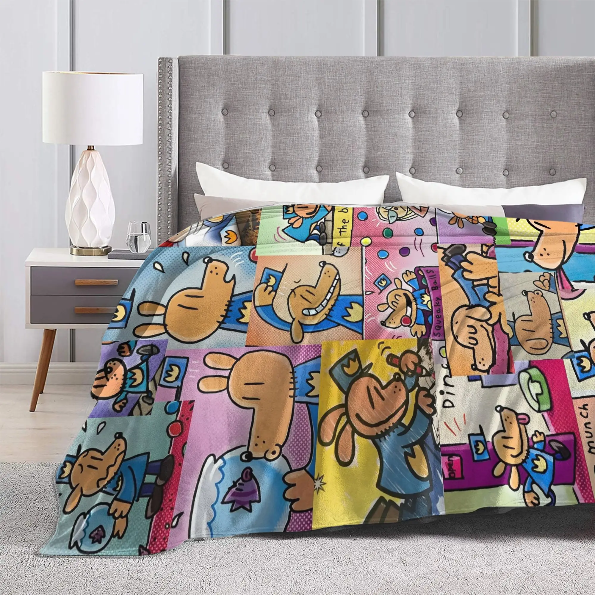 Dog Man Dogman Movie Comic Blankets Cartoon Flannel Awesome Breathable Throw Blankets for Coverlet Summer