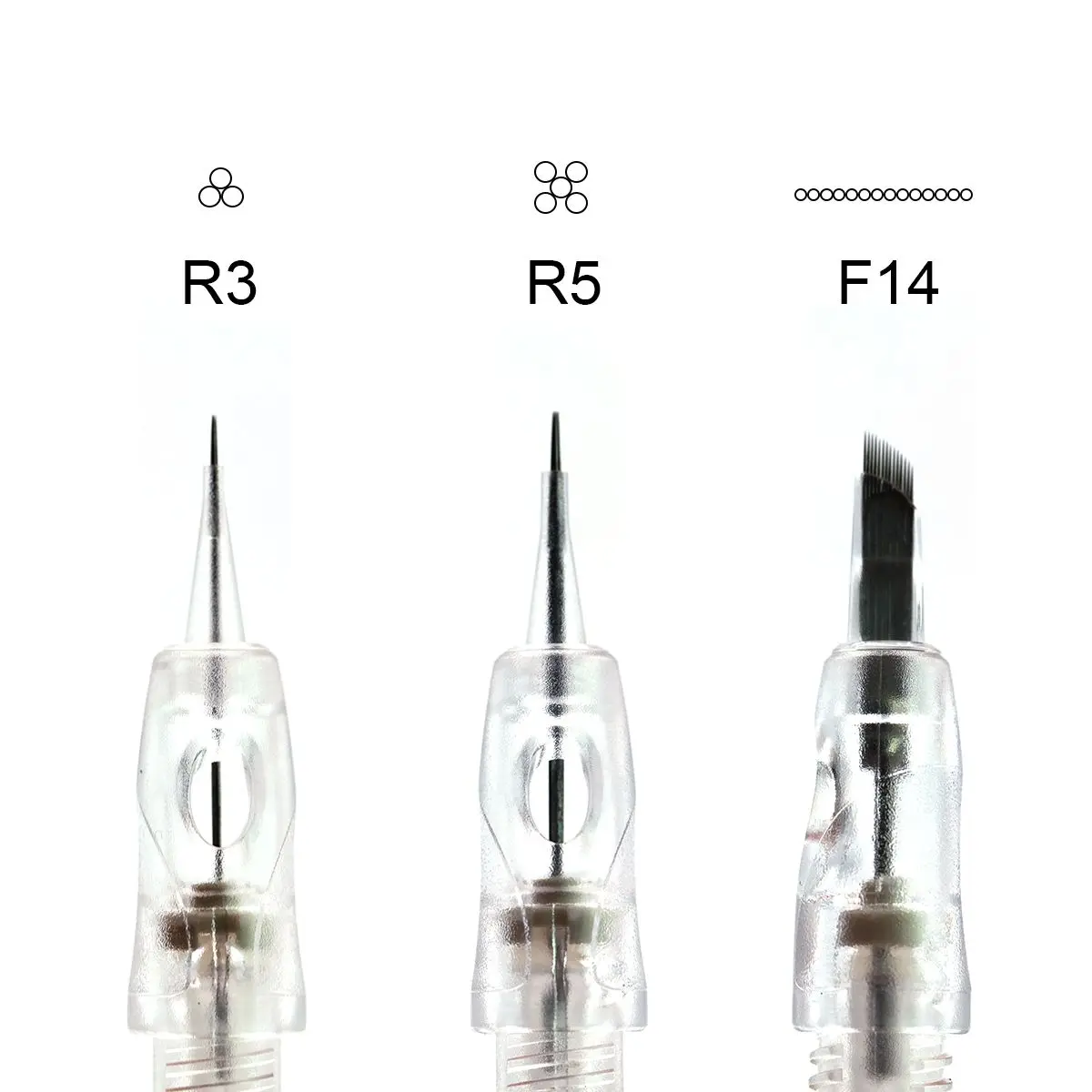 Cartucho de agulha descartável para maquiagem permanente, 15 peças, dispositivo pm k2, 1r, 3r, 5r, 14f, 17f