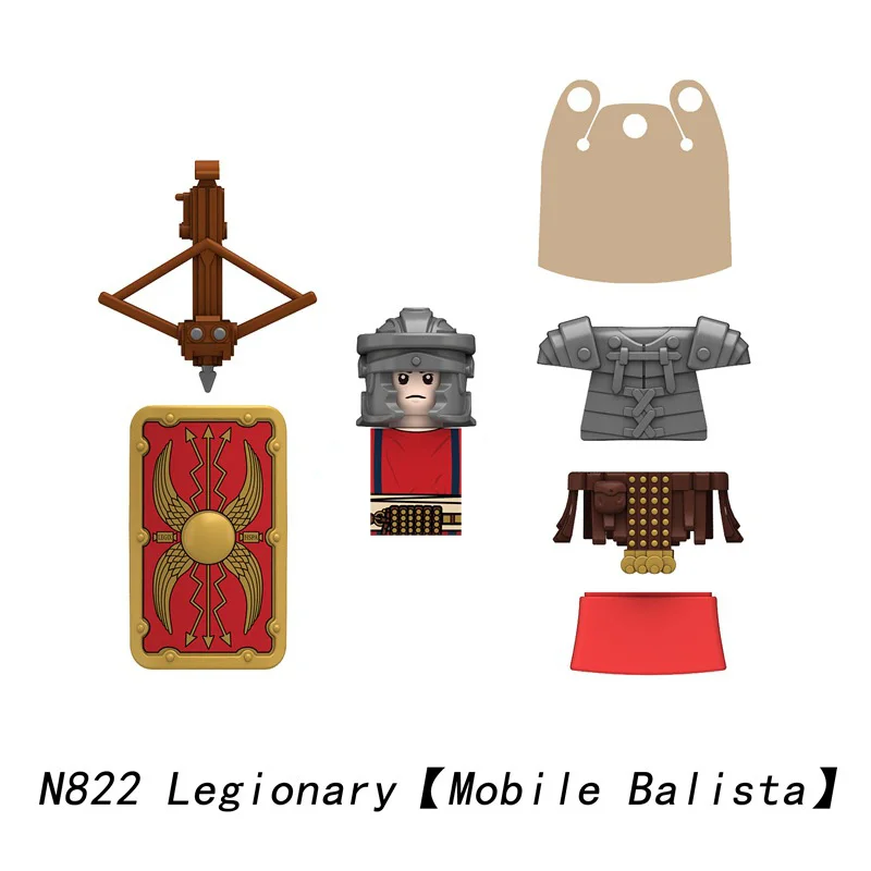 Mittelalterliche militärische römische Soldat-Figur, Baustein, Burg, Ritter, Armee, Corp, Infanterie, Offizier, Schild, Schwert, DIY-Modell, Ziegel, Spielzeug