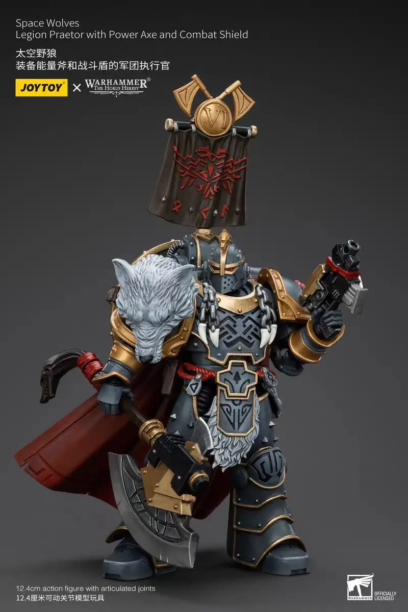 【متوفر 】JOYTOY WARHAMMER 40K Space Wolves Hvarl Red-Blade Legion Praetor 2 قطعة 1/18 ألعاب شخصيات الحركة #4