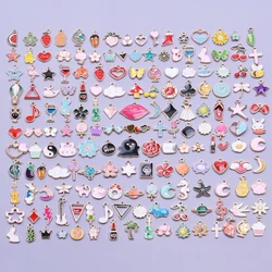 50PCS Random Colorful Mix Enamel Charms Animal Flower Pendant Alloy Tai Chi Sign Accessories Diy Earring Making,Material Jewelry