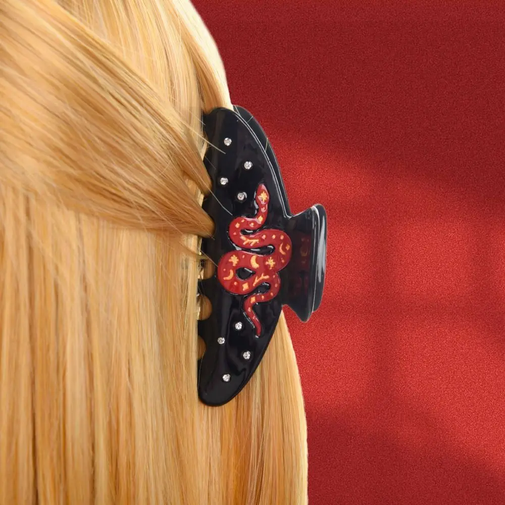 クリエイティブヘアピンヘビの髪の爪動物大型アセテートラインストーンヘアクリップ帽子ジオメトリ酢酸サメクリップ旅行