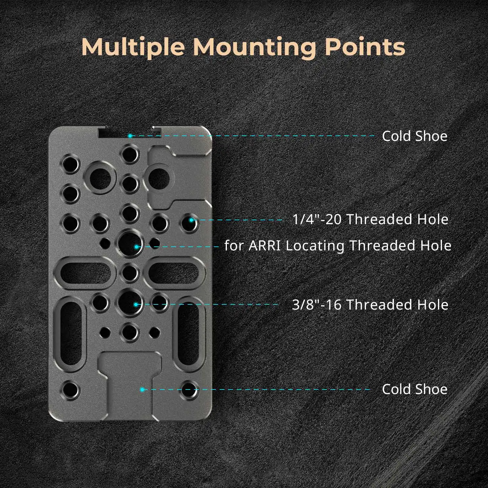 SmallRig Multifunctional Cheese Mount Plate for Cage Handles Baseplates Quick Release Plates, 9mm between threaded holes -4887