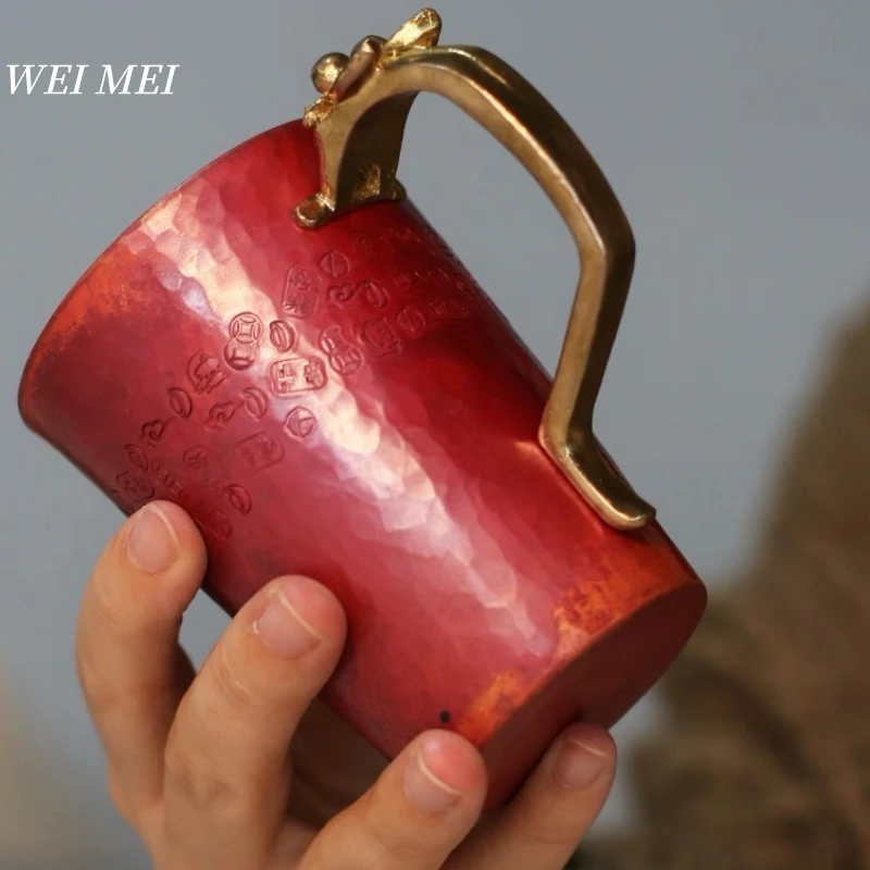 كوب قهوة إفطار نحاسي عتيق مصنوع يدويًا، كوب ماء موسكو سميك مقاوم للحرارة، كوب عصير 250 مل، أدوات مائدة فنجان شاي