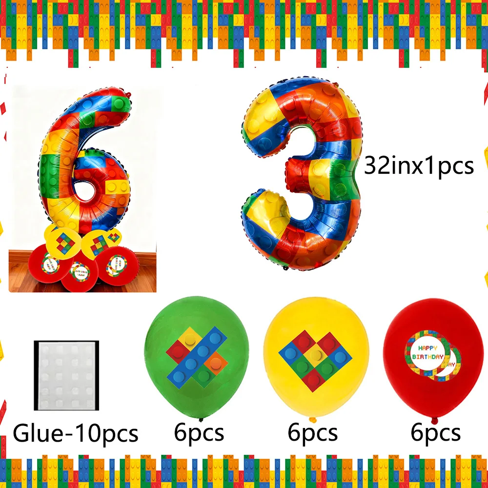 20 Stück Baustein Geburtstagsdekoration Ballon Set 32 ​ ​ Zoll Zahlen Zahlen Kinder Geburtstagsgeschenke Babyparty Partyzubehör – Detail 4