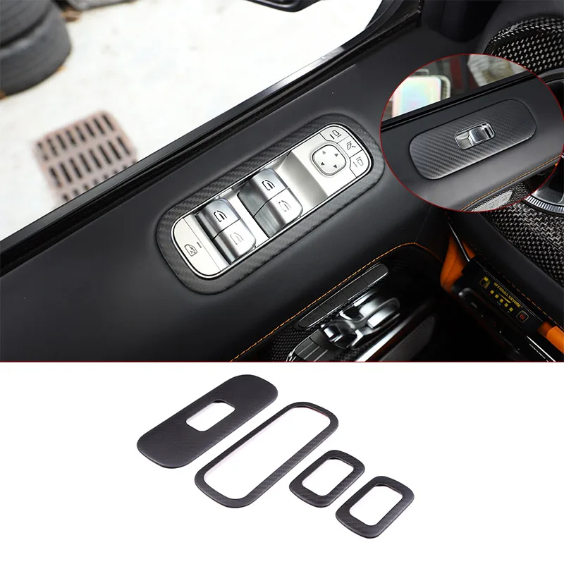 

For Mercedes-benz G-Class W463 2019-2022 Real carbon fiber Car Window Lift Button Frame Trim Cover sticker Car Accessories