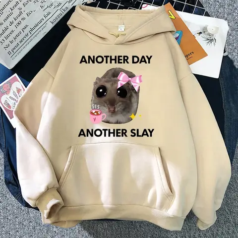 Sad Hamster Another Day Another Slay Hoodie Cute Women Funny Harajuku Graphic Hoodies Fashion Casual HipHop Sweatshirt Unisex
