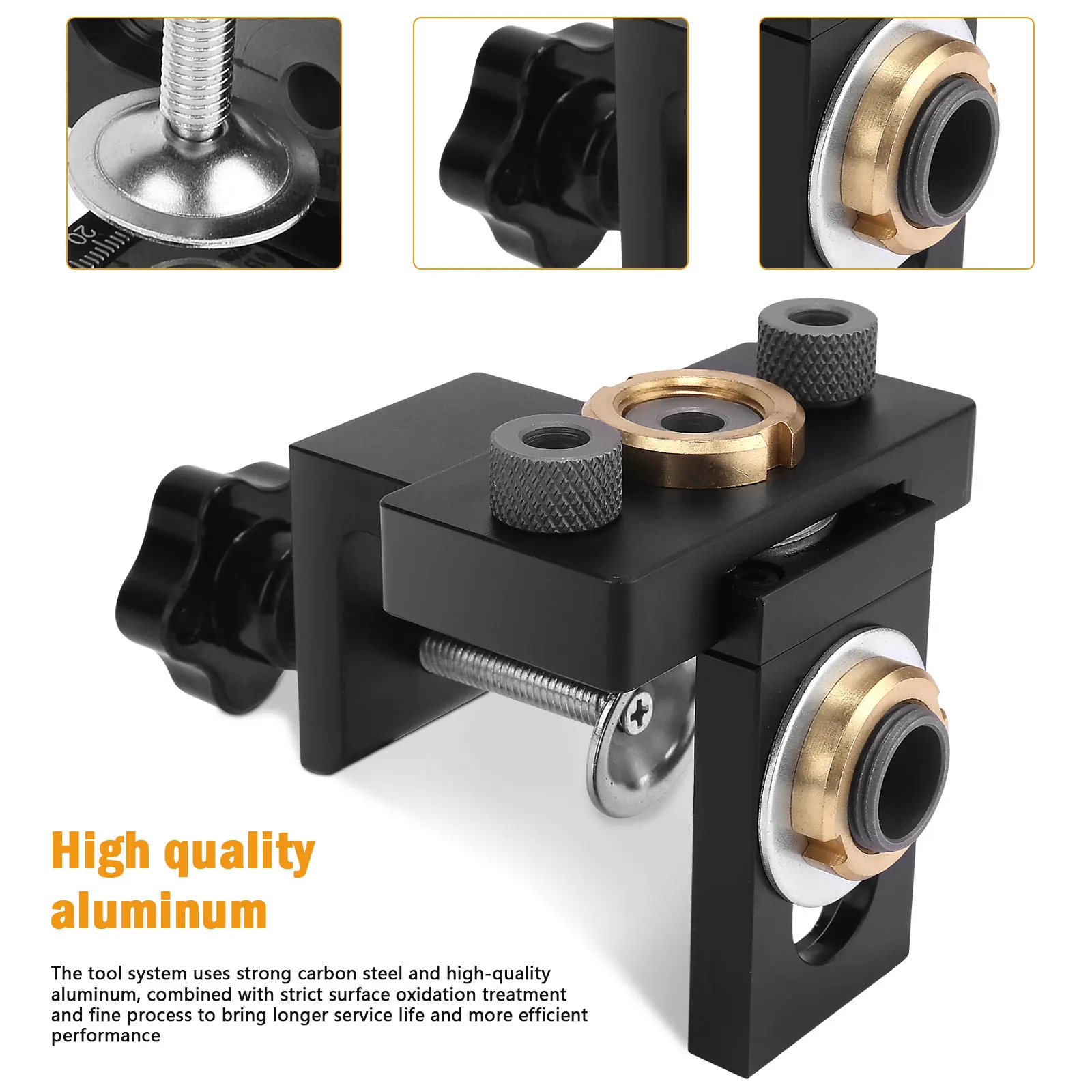 3-in-1 Adjustable Locating Pin Jig Woodworking Pocket Hole Jig with 8/15mm drill bit for drilling guide locator punch tool