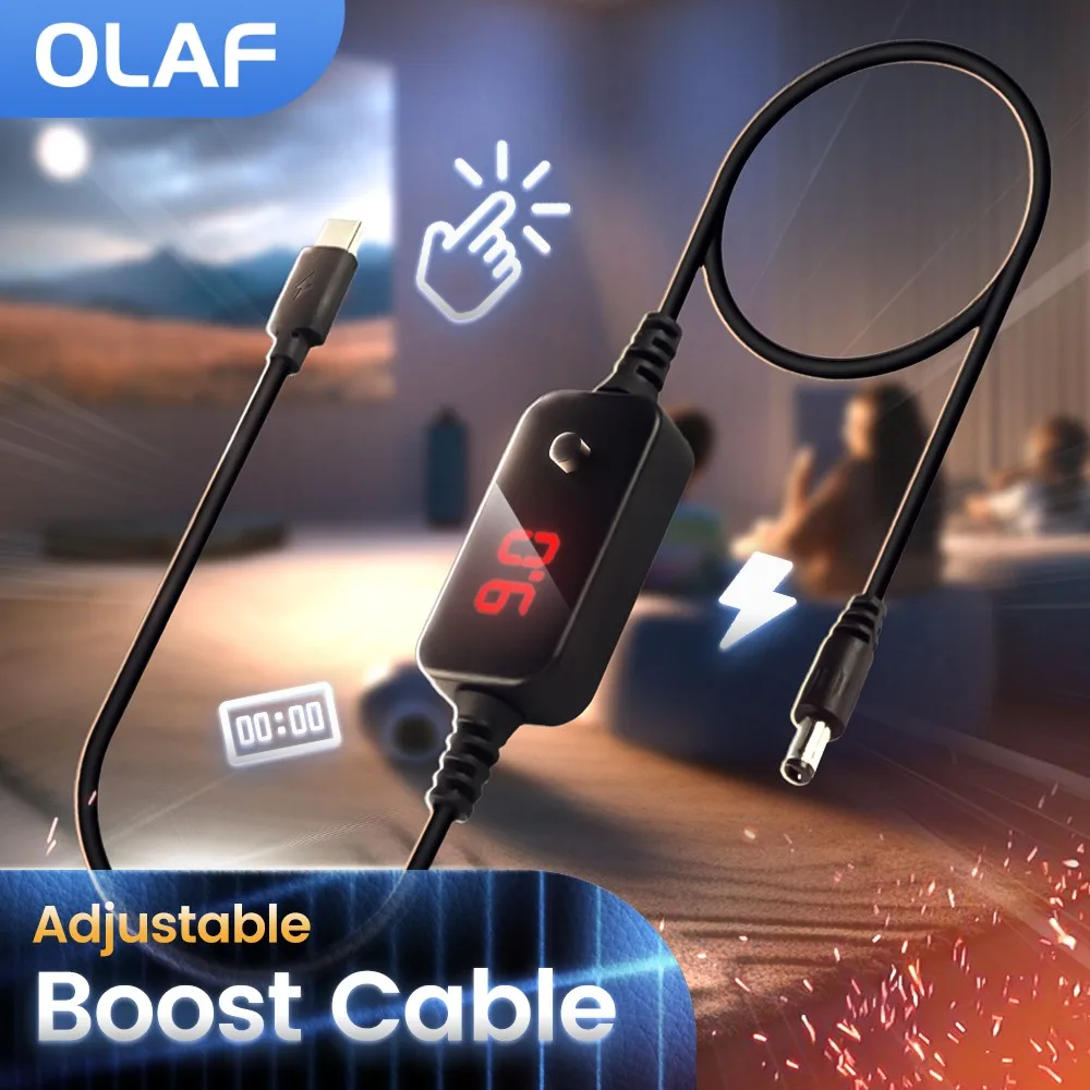 Olaf Type C To DC Boost Cable DC 5V/9V/12V/15V/20V WiFi to Powerbank Cable Step-up Cord Fast Charging For Wifi Router Laptop