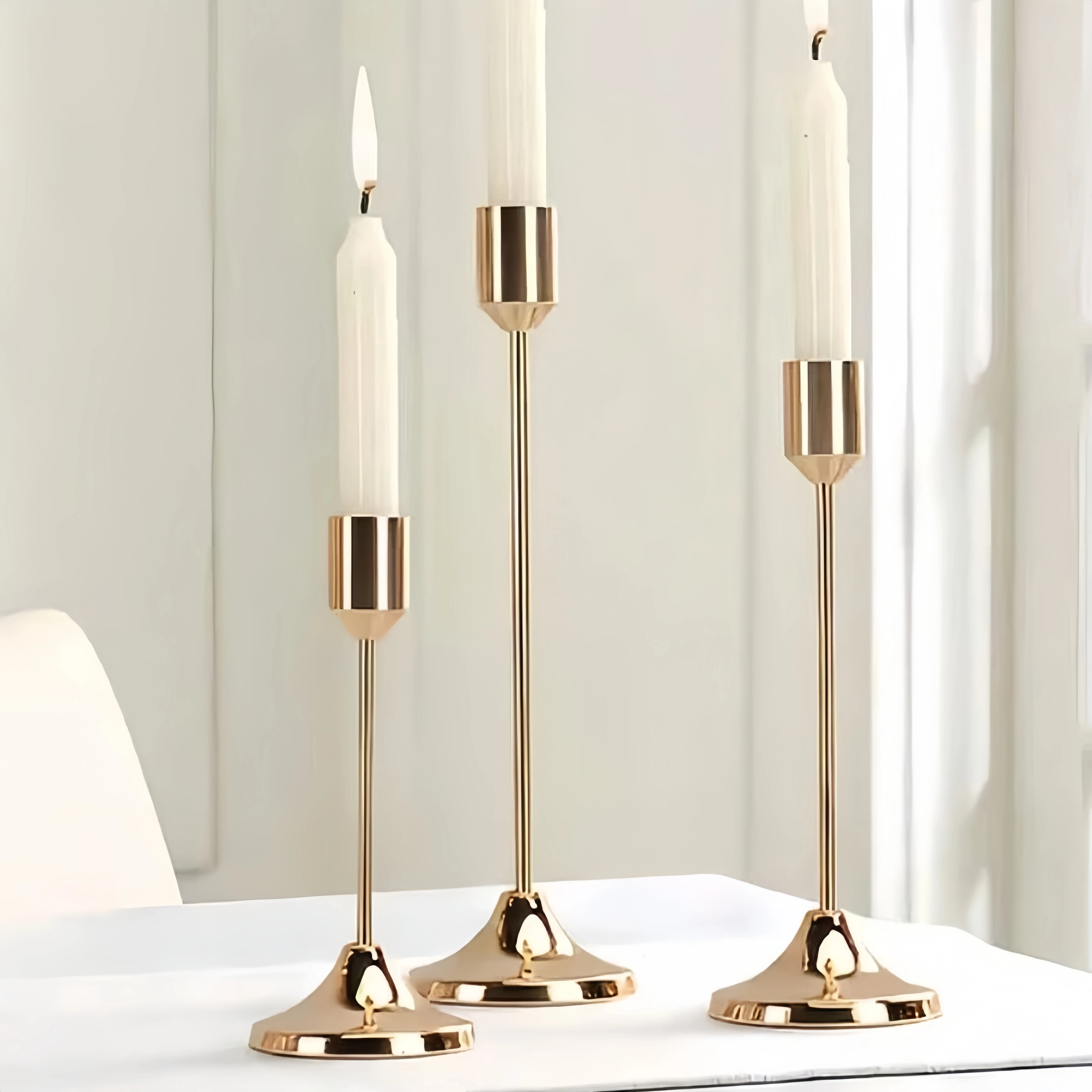 3Pcs/Set European Style Metal Candle Holders Candlestick Fashion Wedding Table Candle Stand Exquisite Candlestick Christmas Tabl