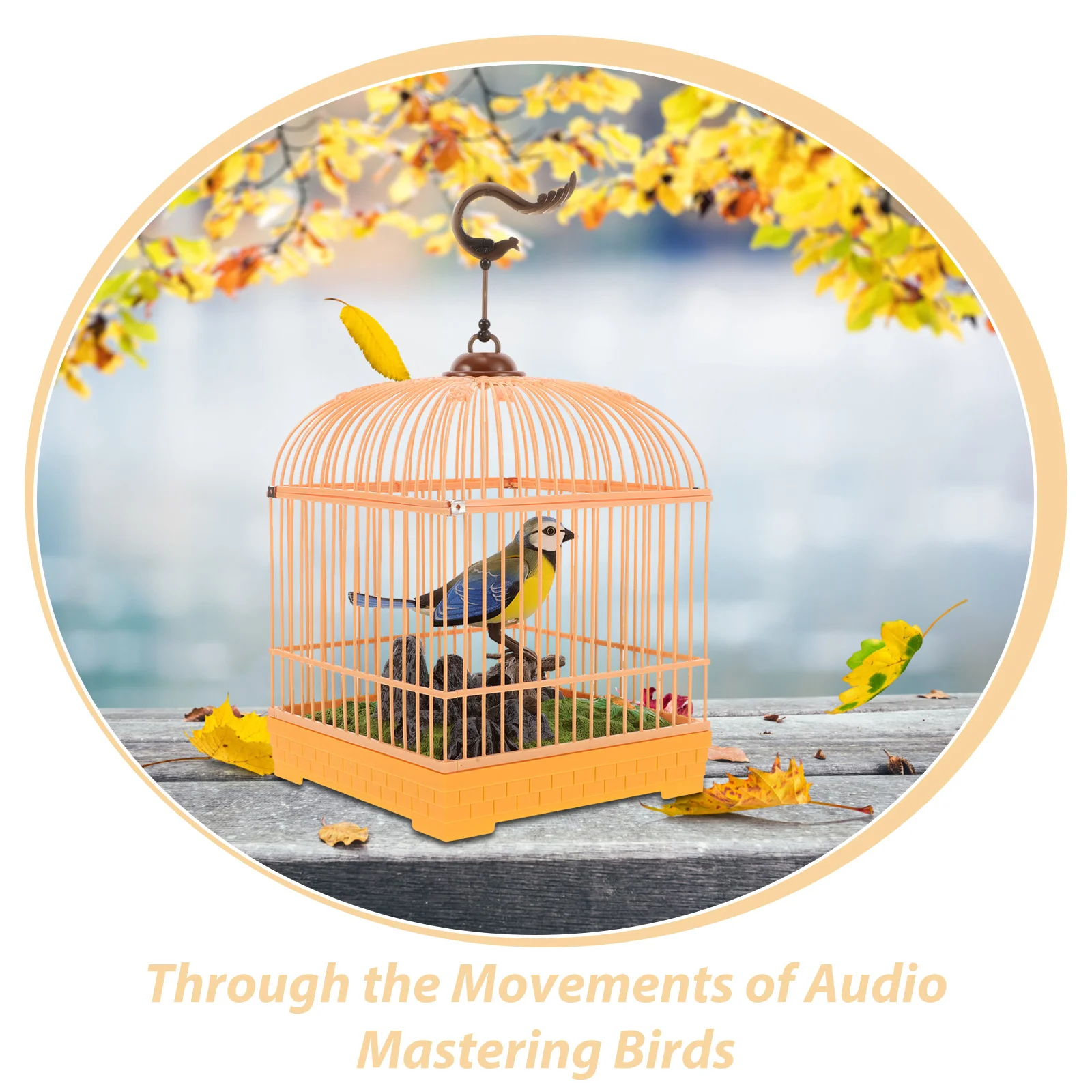 الصوت المنشط الغناء الطيور في قفص العصافير واقعية تصميم الكهربائية النقيق الحركة استجابة الزخرفية زخرفة لمكتب الغرفة