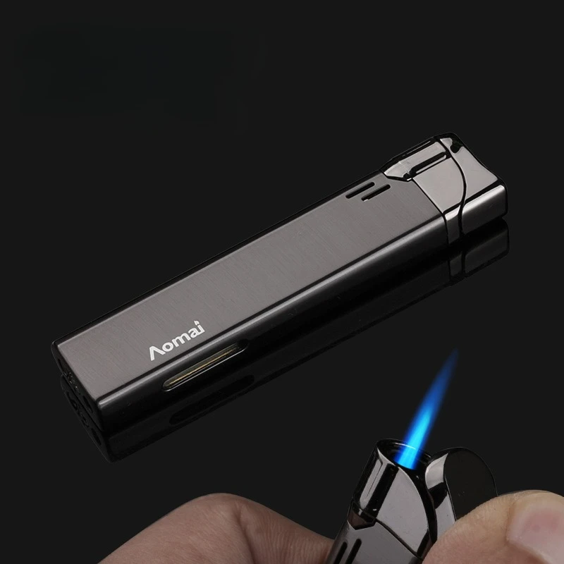 

Metal Mini Windproof Jet Blue Flame Turbo Butane Gas Torch Lighter Visible Gas Window Portable Cigar Lighters Smoking Men's Gift