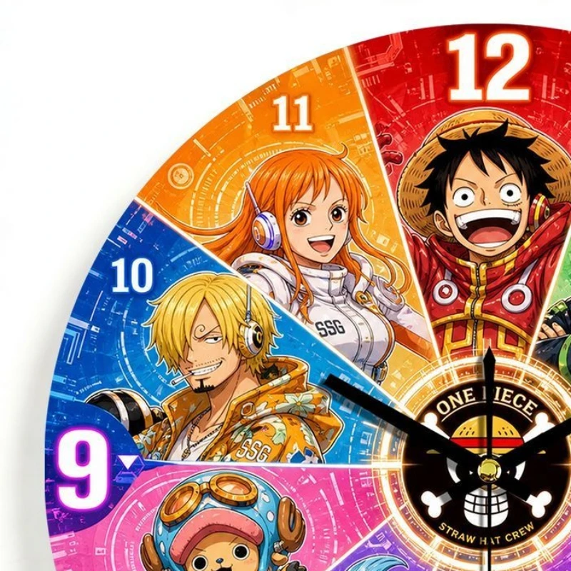 One Piece Monkey D. Luffy Nami Sanji Cartoon Niedliche Uhr für Wohnzimmer Esszimmer Schlafzimmer Wanddekoration Hängeuhr – Detail 5
