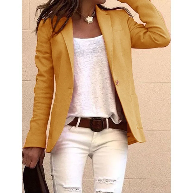Long Sleeve No Hood Suit Regular Length Elegant with Fitted Regular Sleeve Single Button Closure Streetwear Goth Women Suit