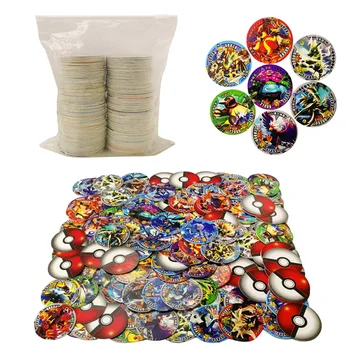 200pcs Pokemon Tazos จีนซ้ํา Action Figure คอลเลกชันเกม 3d รอบการ์ดของเล่น Pikachu เด็กวันเกิด Xmas ของขวัญ