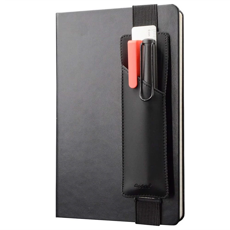 Adjustable Elastic Band Pen Holder PU Leather Pen Sleeve Pouch Elastic Notebook Pen Holder Detachable