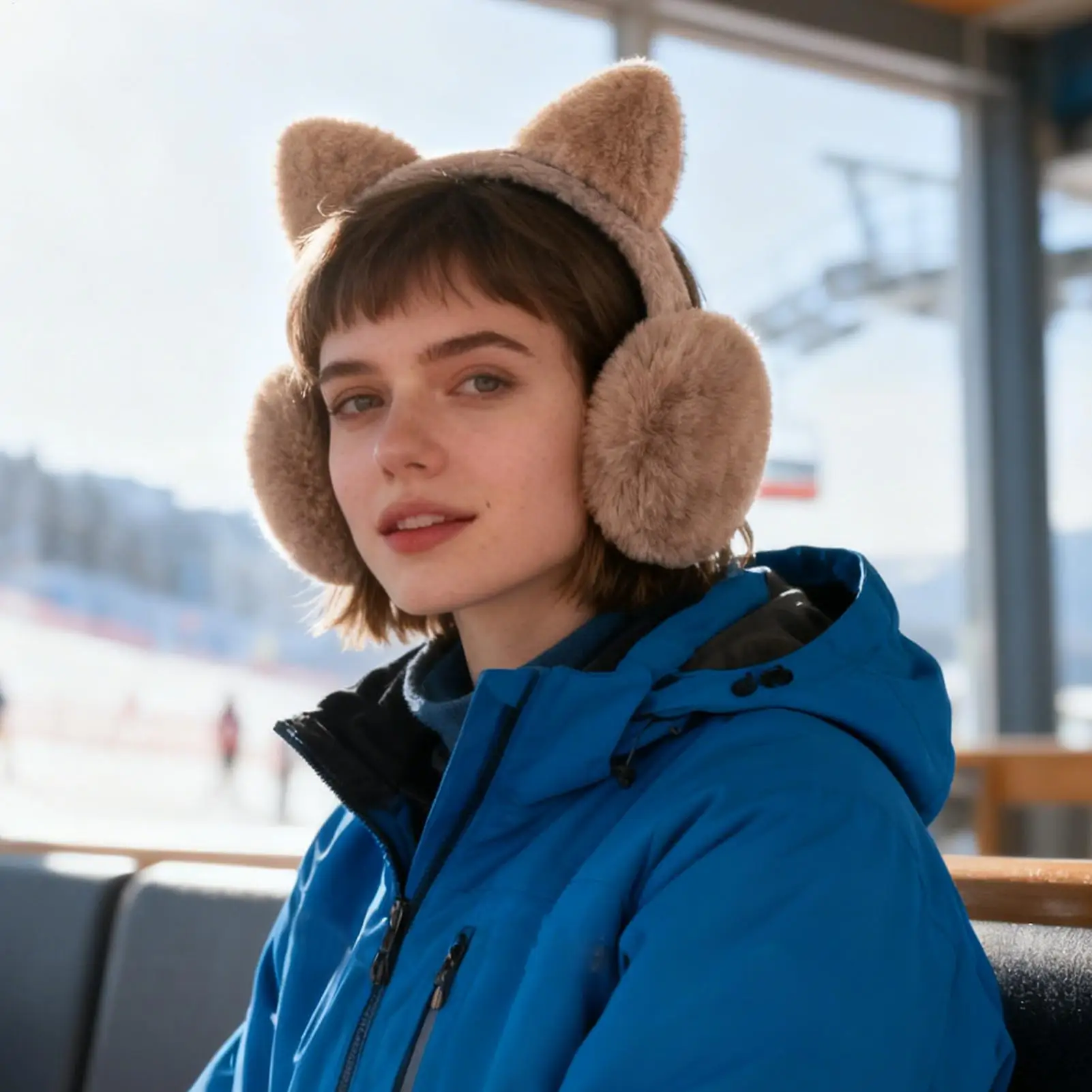 

Зимние наушники, складные ветрозащитные милые плюшевые зимние женские грелки для бега с кошачьими ушками для детей, девочек, холодная погода, уличный снег