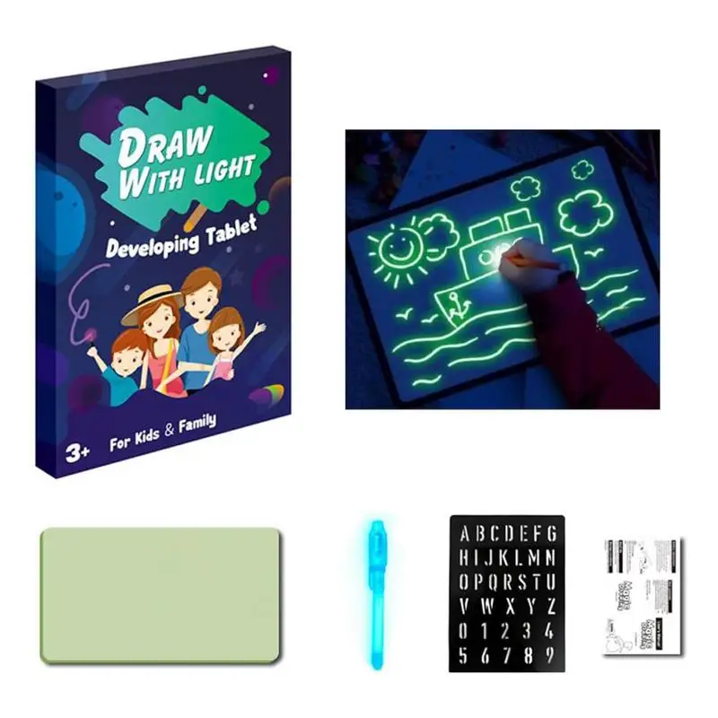 Imagem -05 - Reutilizável Led Light Drawing Pad Prancheta de Criança Portátil Brinquedos Educativos Prancheta Mágica