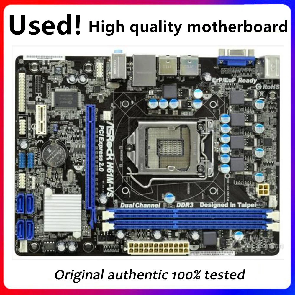 

For ASRock H61M-VS Desktop Computer Motherboard LGA 1155 DDR3 For Intel H61 LGA1155 Desktop Mainboard SATA II Used