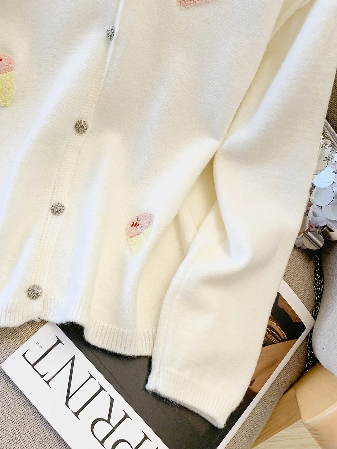 Lose gestrickte V-Ne Ice Cr Stitching Damen offene Strickjacke Herbst Winter New Sle Age-Defng Long Sve Pullover Jaet