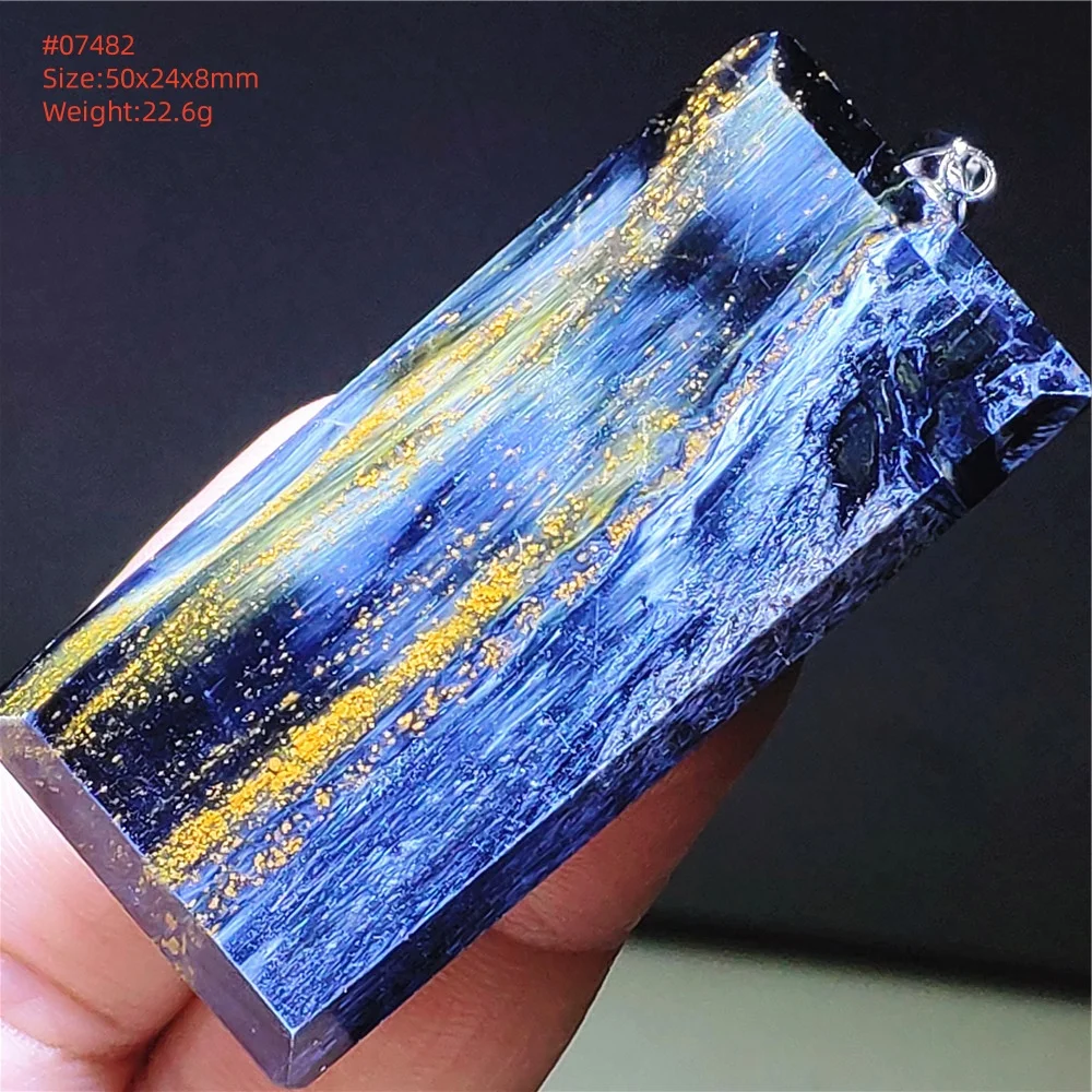 Natural Blue Yellow Pietersite Chatoyant Pendant Namibia Rectangle Women Men Cat Eye Fire Pietersite Jewelry Rare AAAAAA view 5