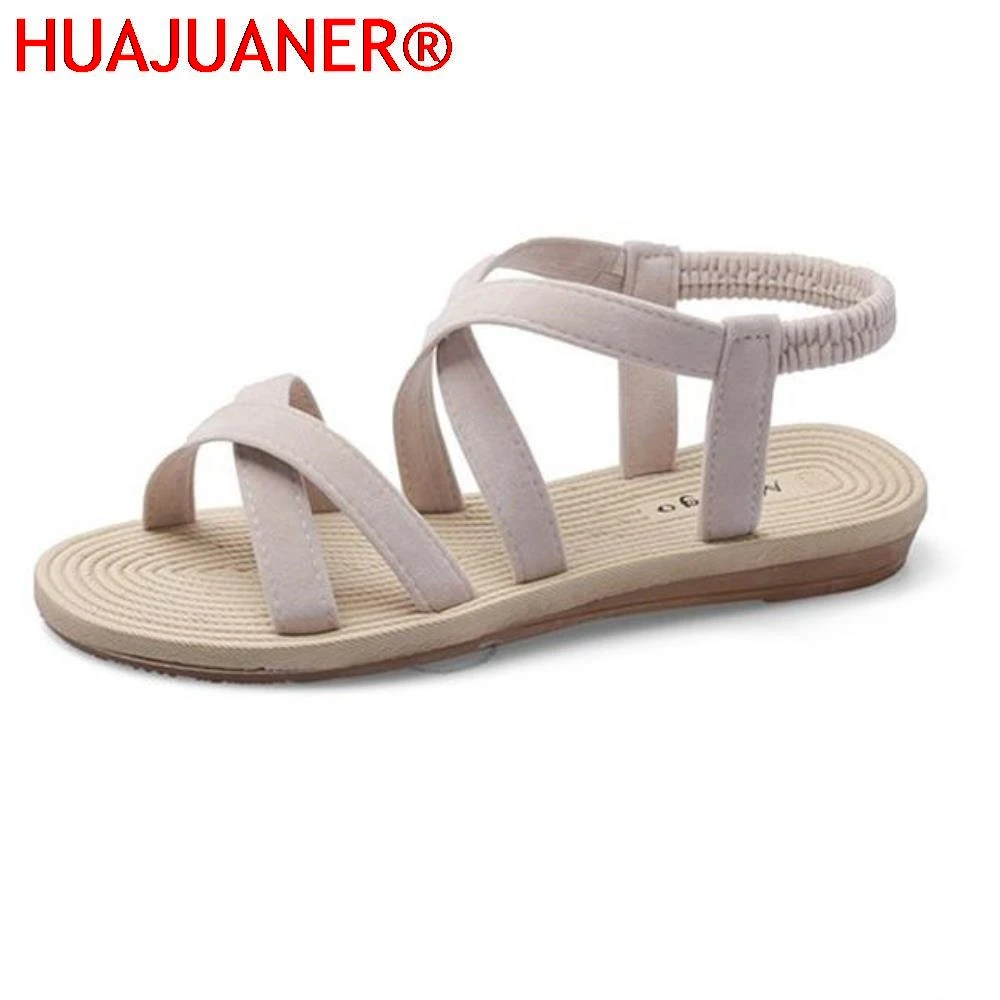 2026 New Summer Rome Sandals Shoes Woman Cross Belt Sandals Flat Beach Sandalias Ladies Sandalia Feminina Open Toe Shoes