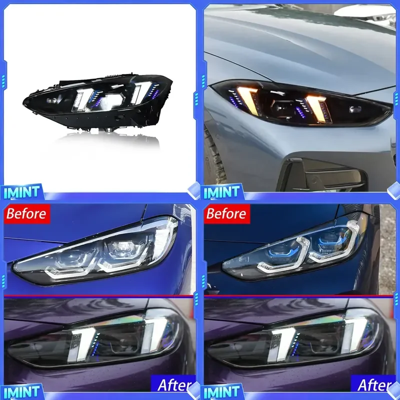 KGKB LED Headlight Assembly for 4 Series G22 G82 2021-2024 Upgrade M4 Fangs Style Dual Color DRL Projector Lens Plug &