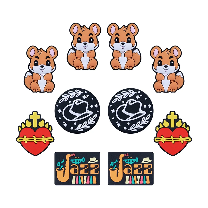 

5PCS Silicone Focal Beads Squirrel Heart Charms For Jewelry Making Beaded Pens Beaded Phone Straps Bag Pendants Teether For Baby