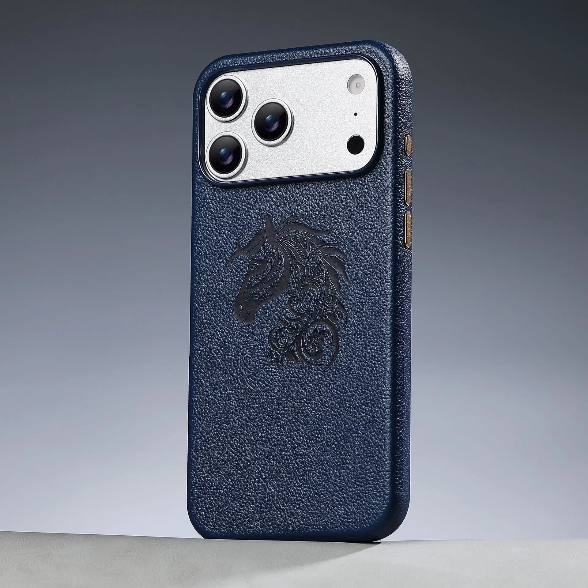 The New Horse Pattern Is Suitable for iPhone 17 Promax Phone Case 16Pro All Inclusive 15 PU Leather Anti Fall Protection Cover