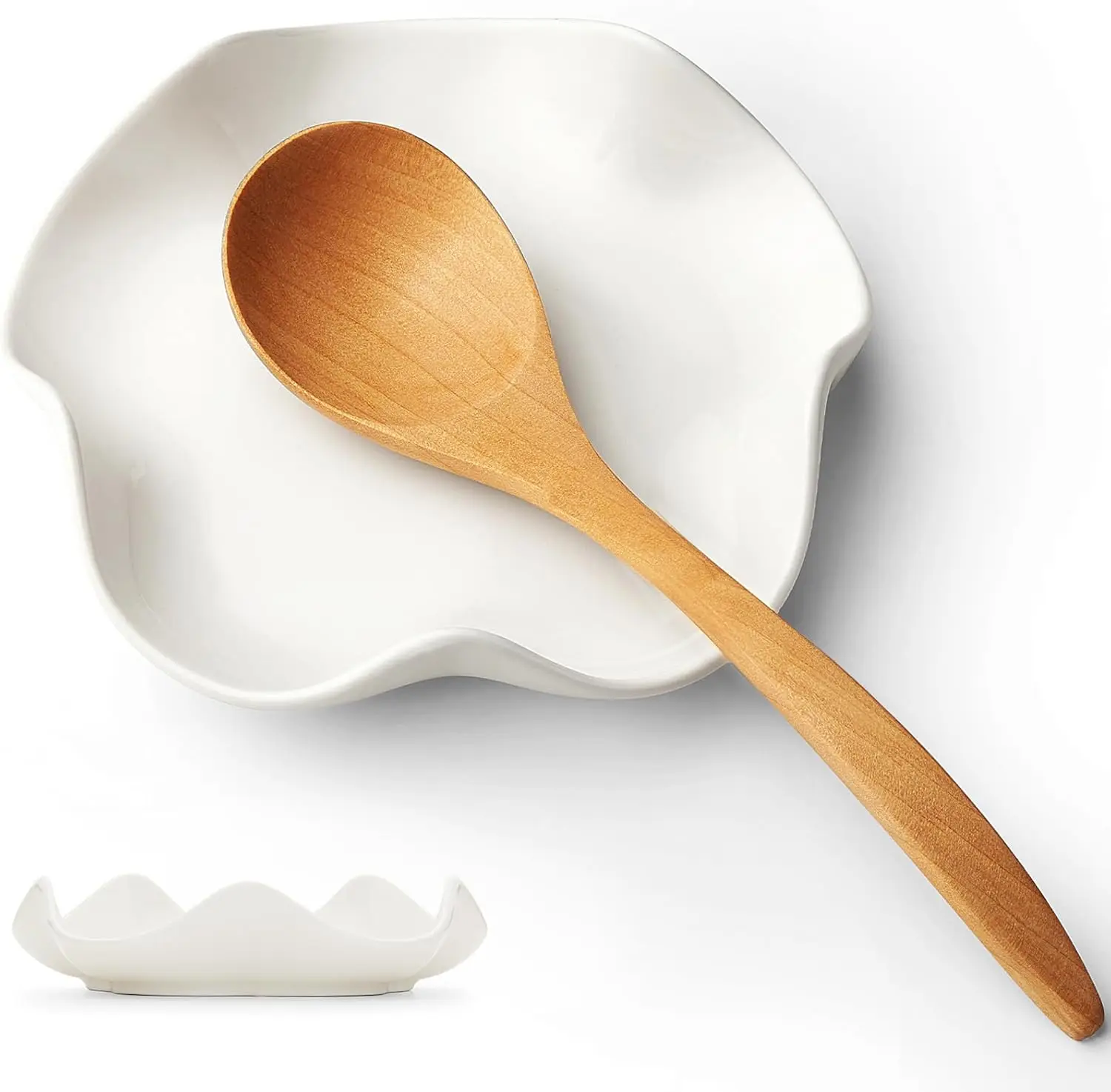 

5.3 Inch Ceramic Spoon Rest for Kitchen Counter, Heat-Resistant Utensil Holder, Housewarming Gift