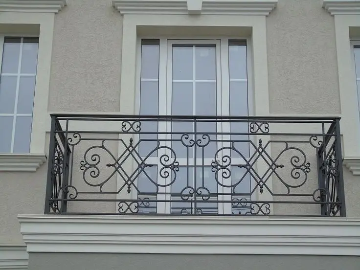 التخصيص درابزين شرفة الحديد المطاوع الحديثة | درابزين مسحوق مضاد للصدأ مع مسامير أمان للشرفات والسلالم #3