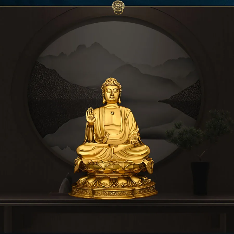 

Feng Shui Buddha statues, bronze statues, sun Tathagata, Amitabha Buddha, full copper home decorations and desktop offerings