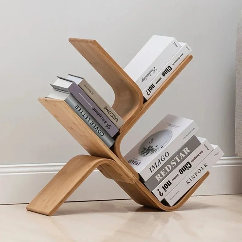 حفظ رف الكتب المنحني ديكور خشبي ركن رف الكتب الصناعية الحد الأدنى غرفة نوم Estante Para Livros أثاث غرفة المعيشة #5