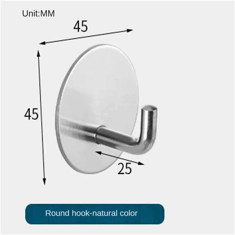 Self Adhesive Wall Hook Round Stainless Steel Bathroom Kitchen Bedroom Accessories Wall Mount Hooks For Towel Clothes Key Holder